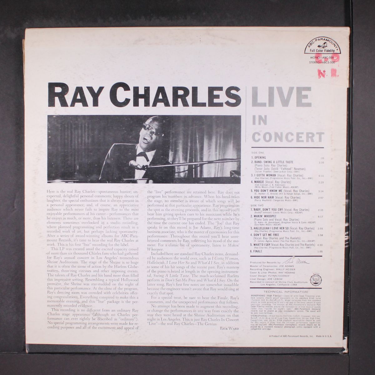 live in concert by RAY CHARLES