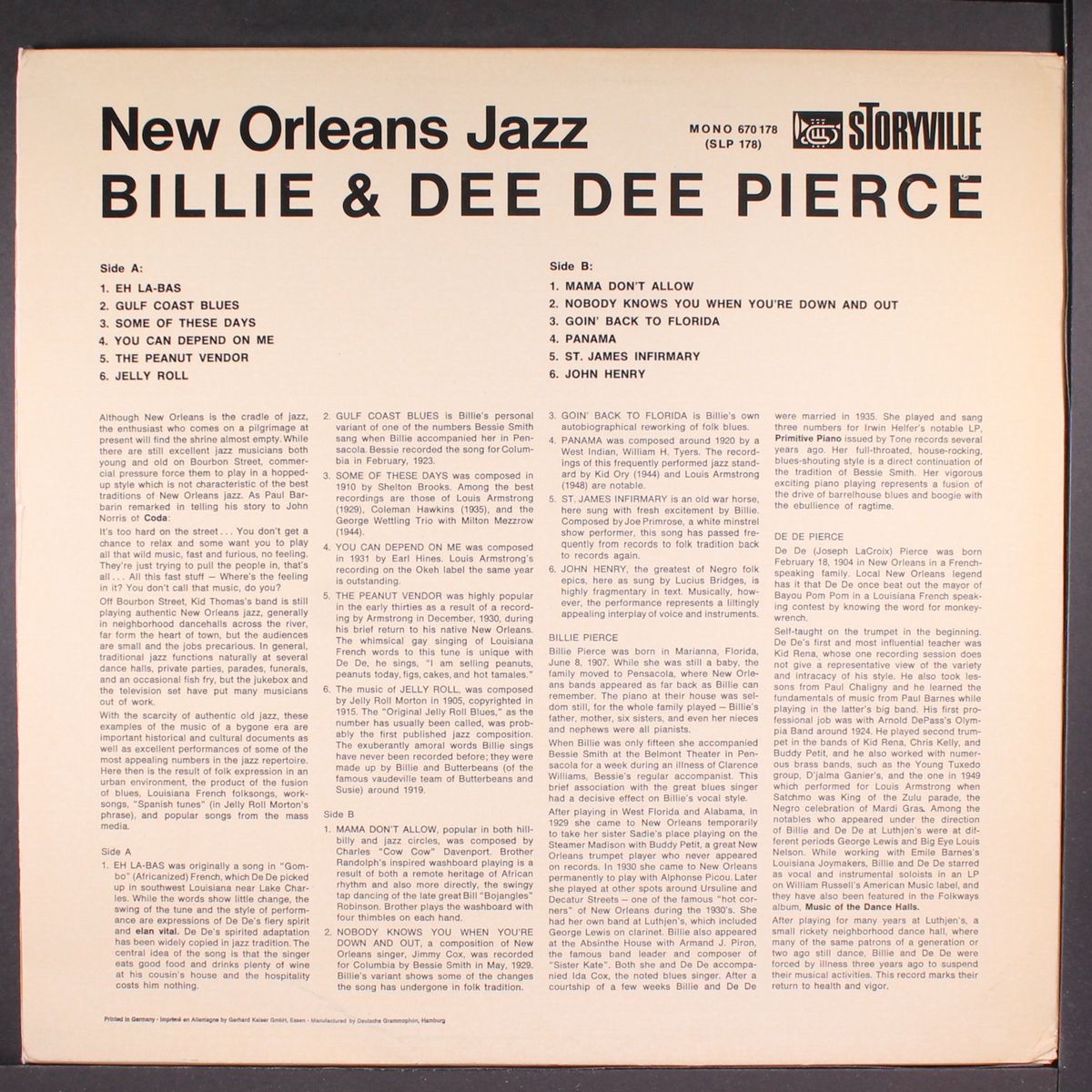 new orleans jazz by BILLIE & DE DE PIERCE