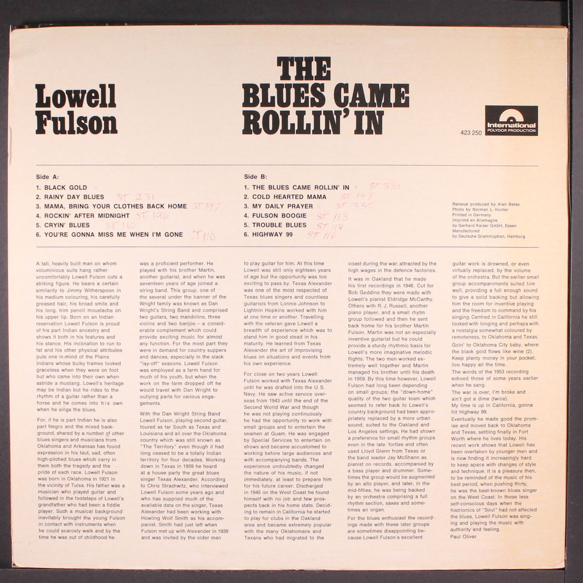 the blues came rollin' in by LOWELL FULSON