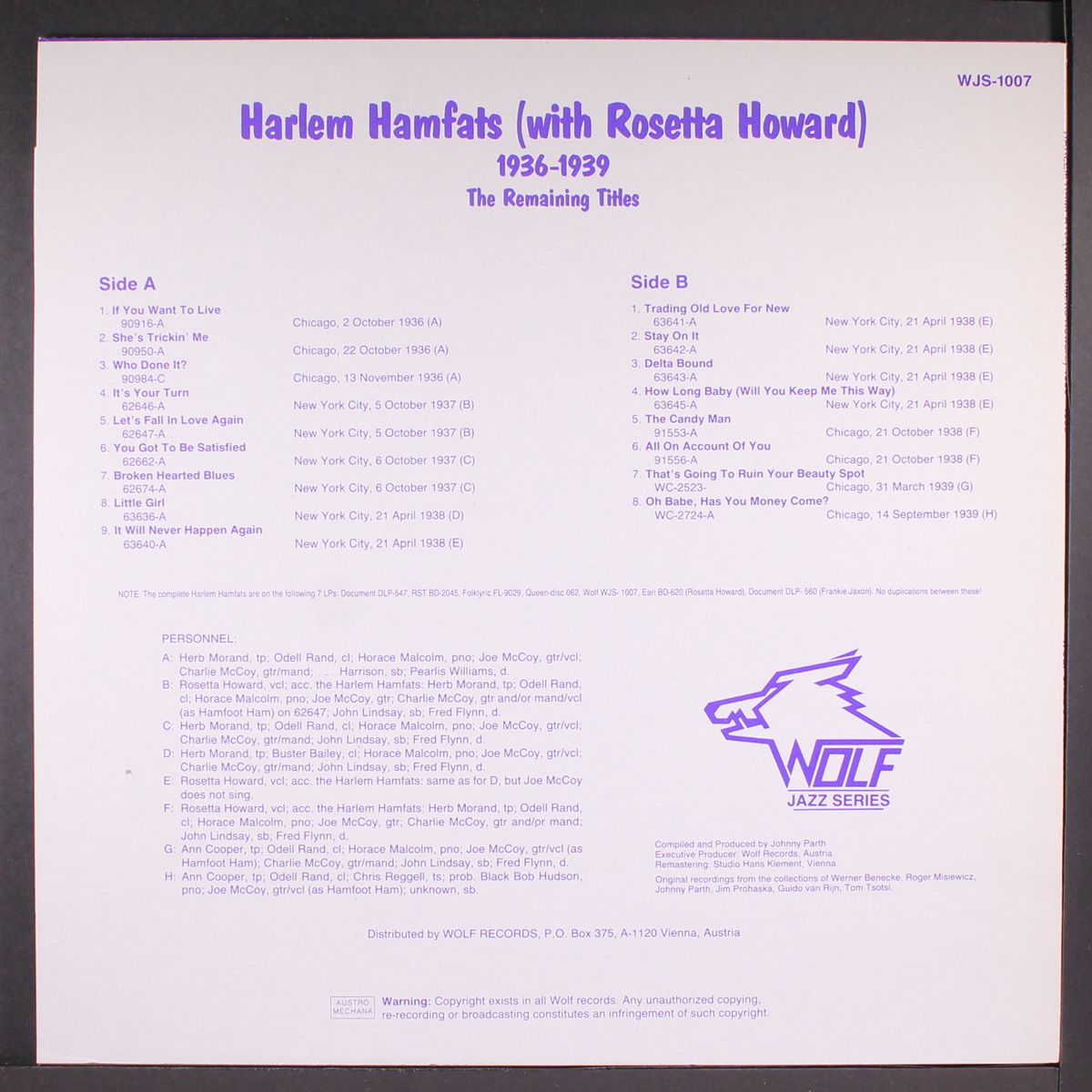 the remaining titles by HARLEM HAMFATS