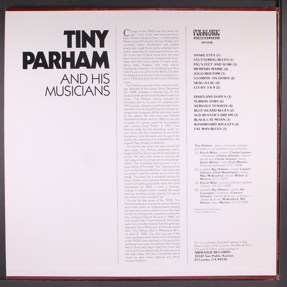 hot chicago jazz from the late 20's by TINY PARHAM
