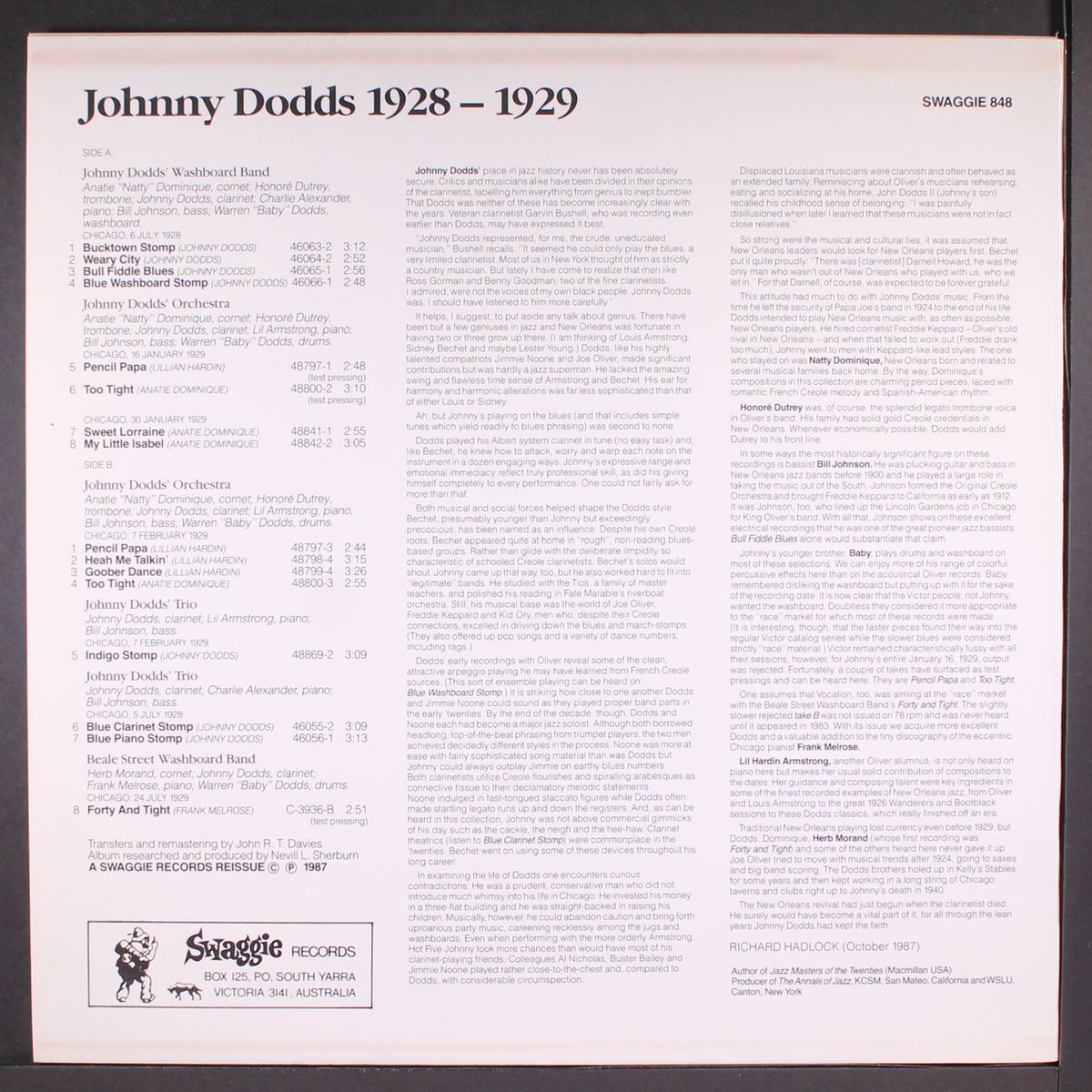 1928-1929 by JOHNNY DODDS