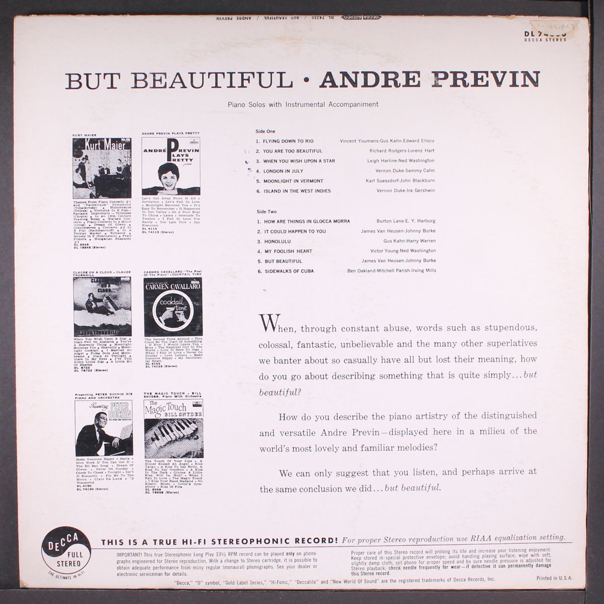 but beautiful by ANDRE PREVIN