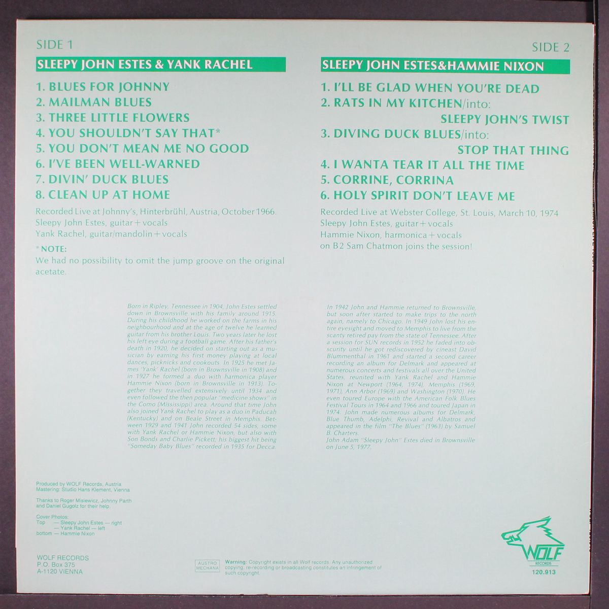 recorded live, 1966-1974 by SLEEPY JOHN ESTES