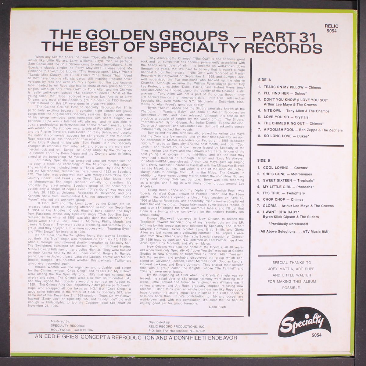 the best of specialty records by VARIOUS