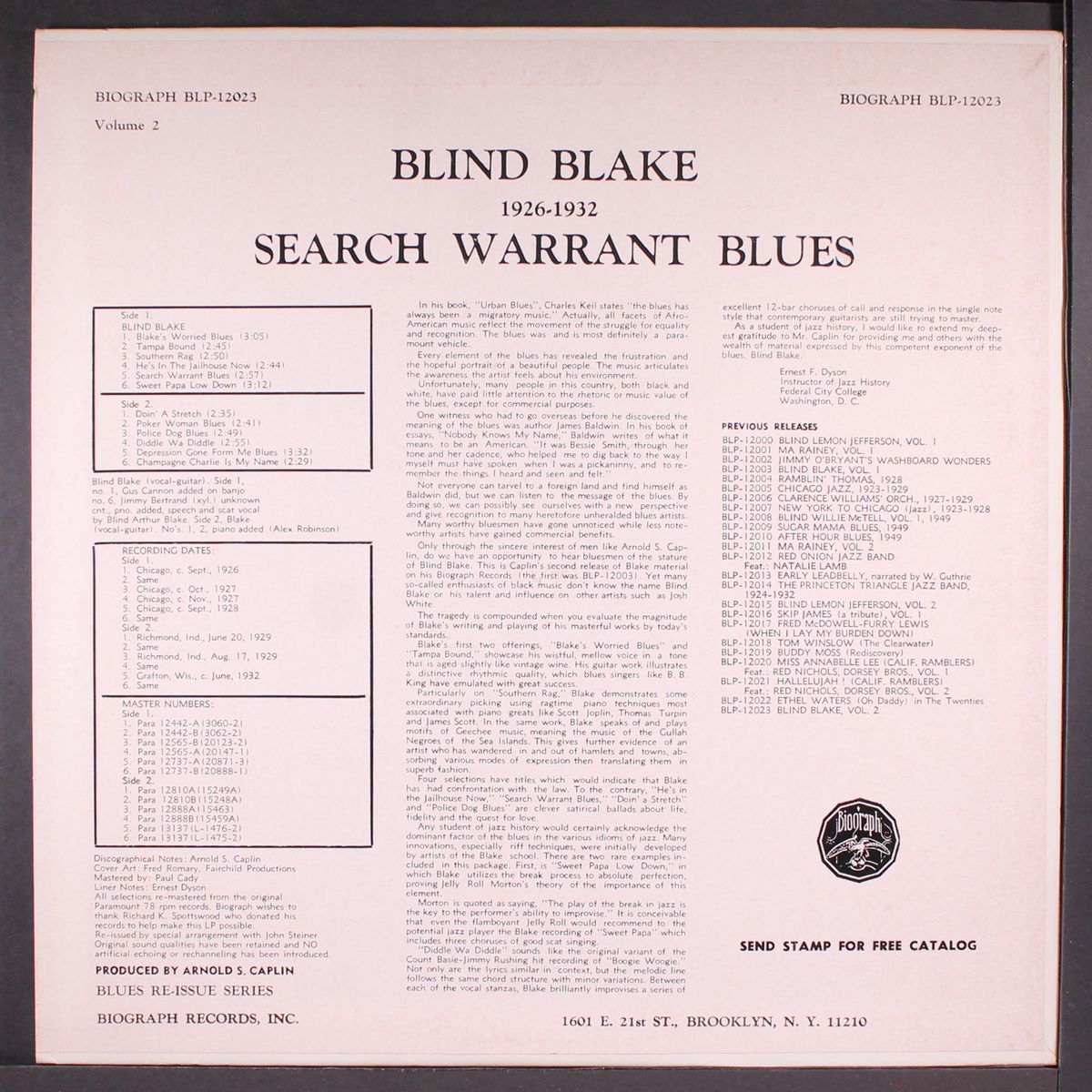 search warrant blues by BLIND BLAKE