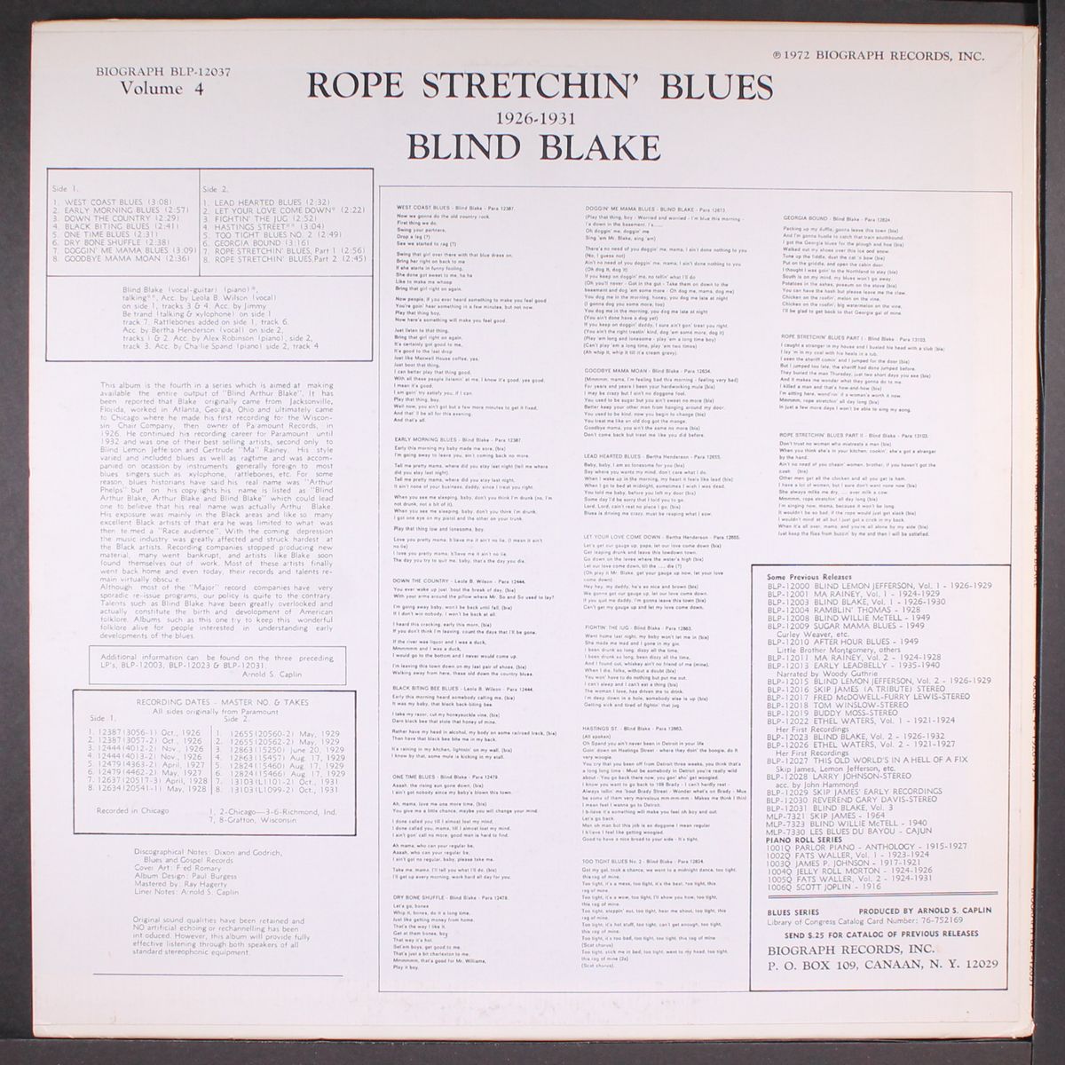 rope stretchin' blues by BLIND BLAKE