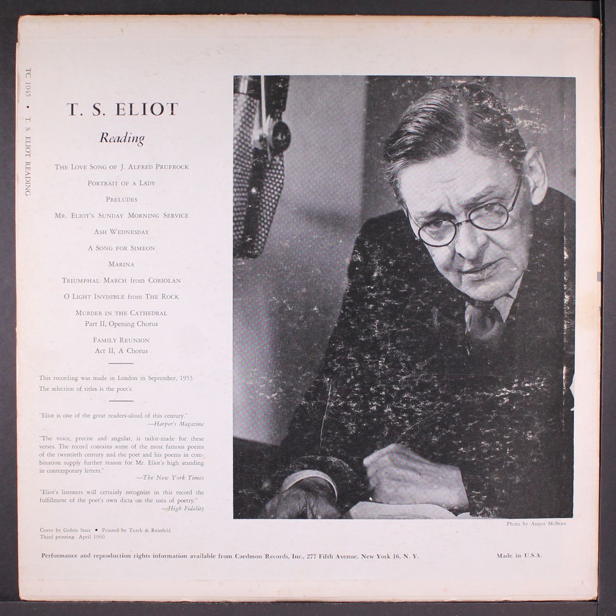 reading poems & choruses by T.S. ELIOT