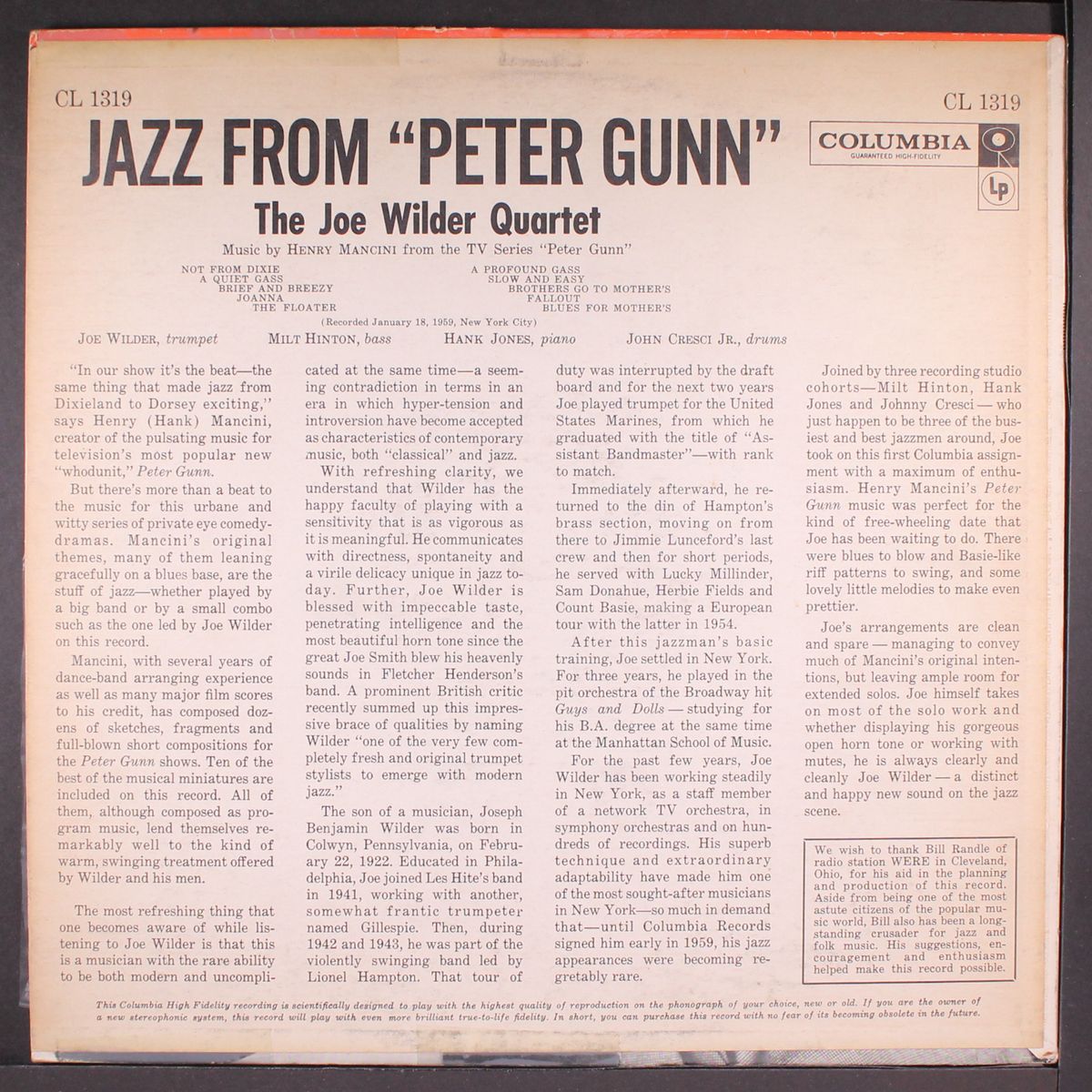 jazz from peter gunn by JOE WILDER QUARTET