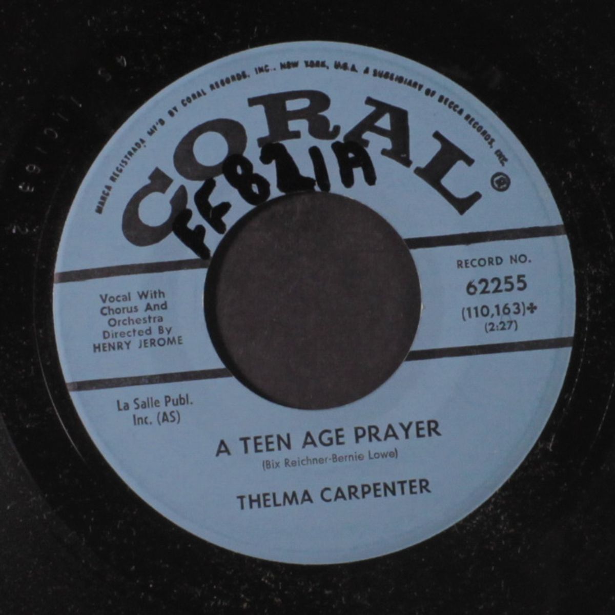 a teen age prayer / my heart feels it to by THELMA CARPENTER