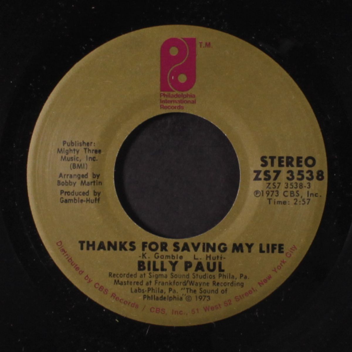 thanks for saving my life by BILLY PAUL