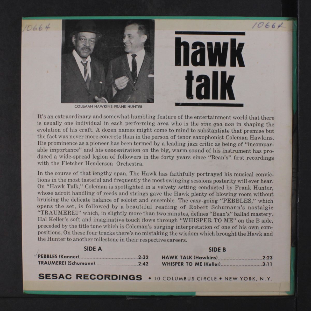 hawk talk by COLEMAN HAWKINS