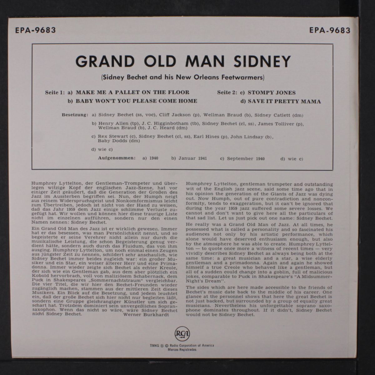 grand old man sidney by SIDNEY BECHET