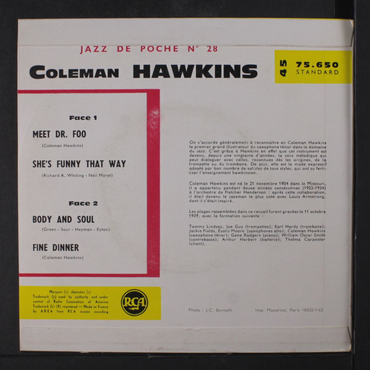 jazz de poche no. 28 by COLEMAN HAWKINS