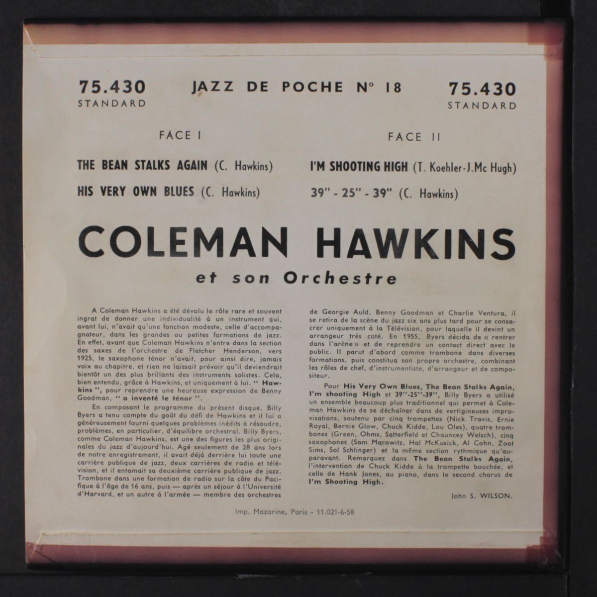 jazz de poche n\xc3\x82\xc2\xb018 by COLEMAN HAWKINS
