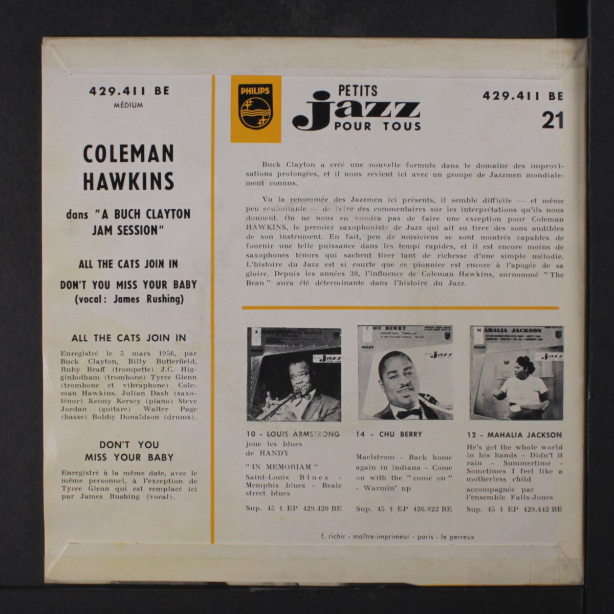 a buck clayton jam session by COLEMAN HAWKINS