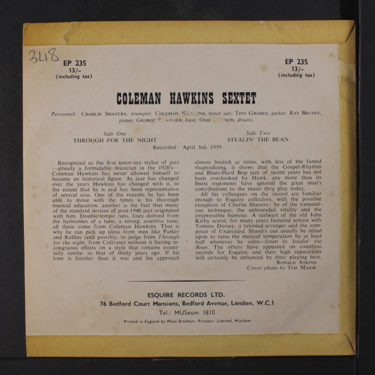 coleman hawkins sextet by COLEMAN HAWKINS