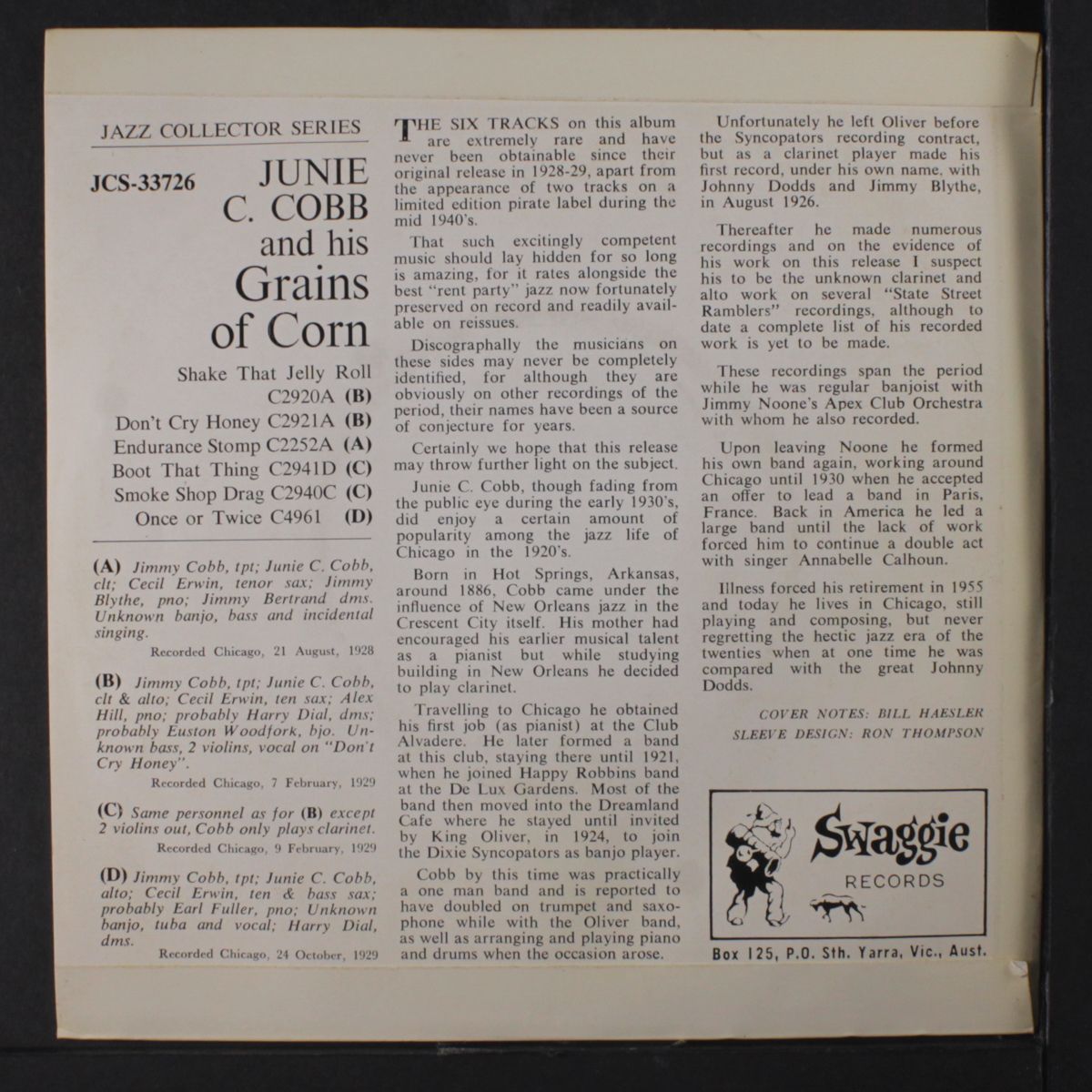 junie c. cobb and his grains of corn by JUNIE C. COBB