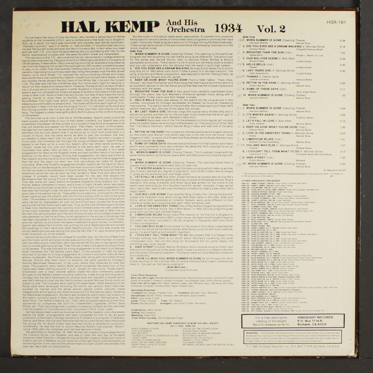 the uncollected - vol. 2, 1934 by HAL KEMP