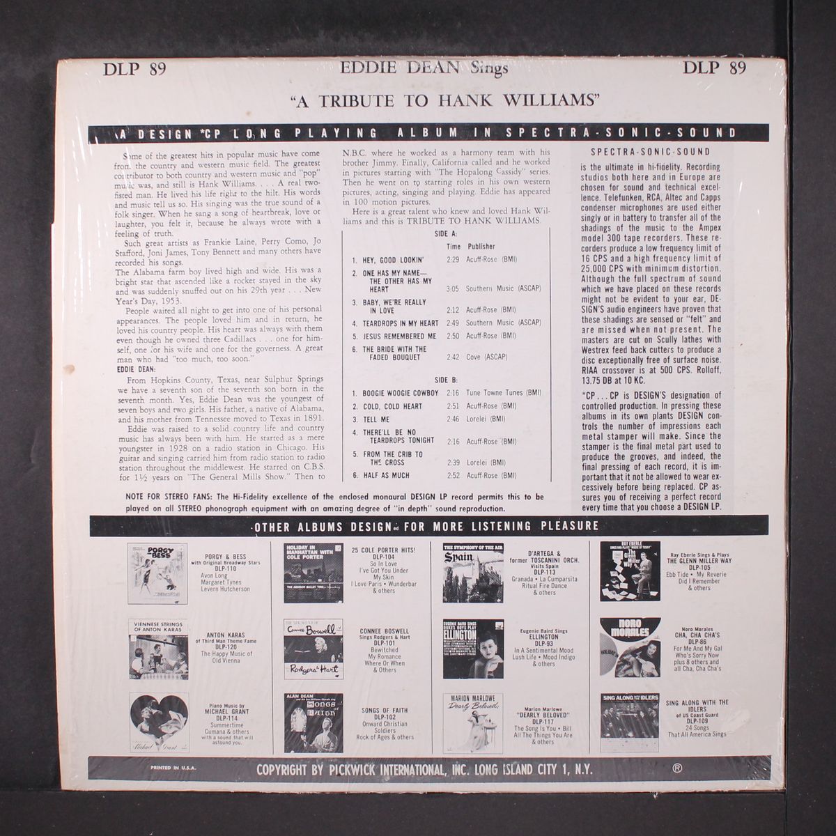 a tribute to hank williams by EDDIE DEAN