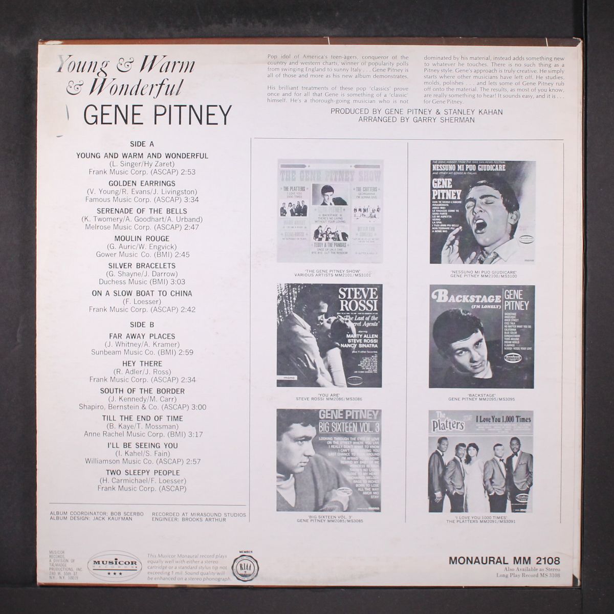 young and warm and wonderful by GENE PITNEY