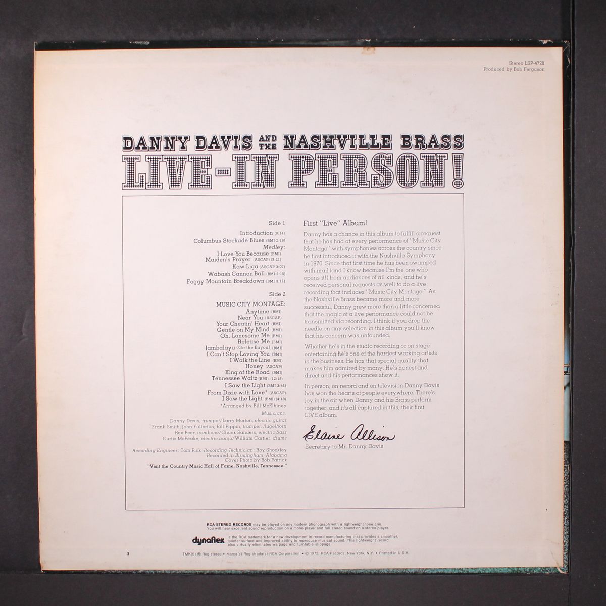 live, in person by DANNY DAVIS & NASHVILLE BRASS