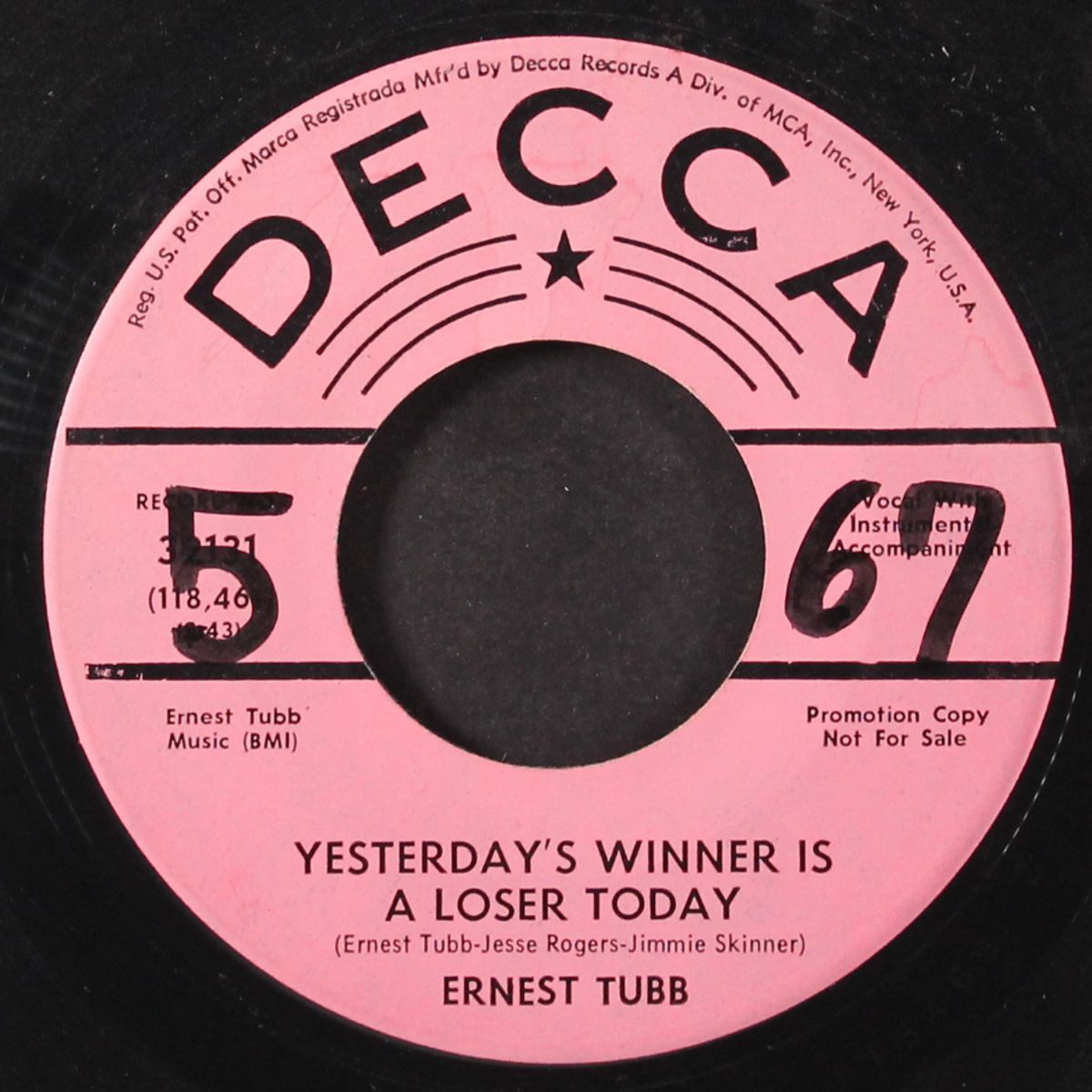 yesterday's winner is a loser today / in the jailhouse now by ERNEST TUBB