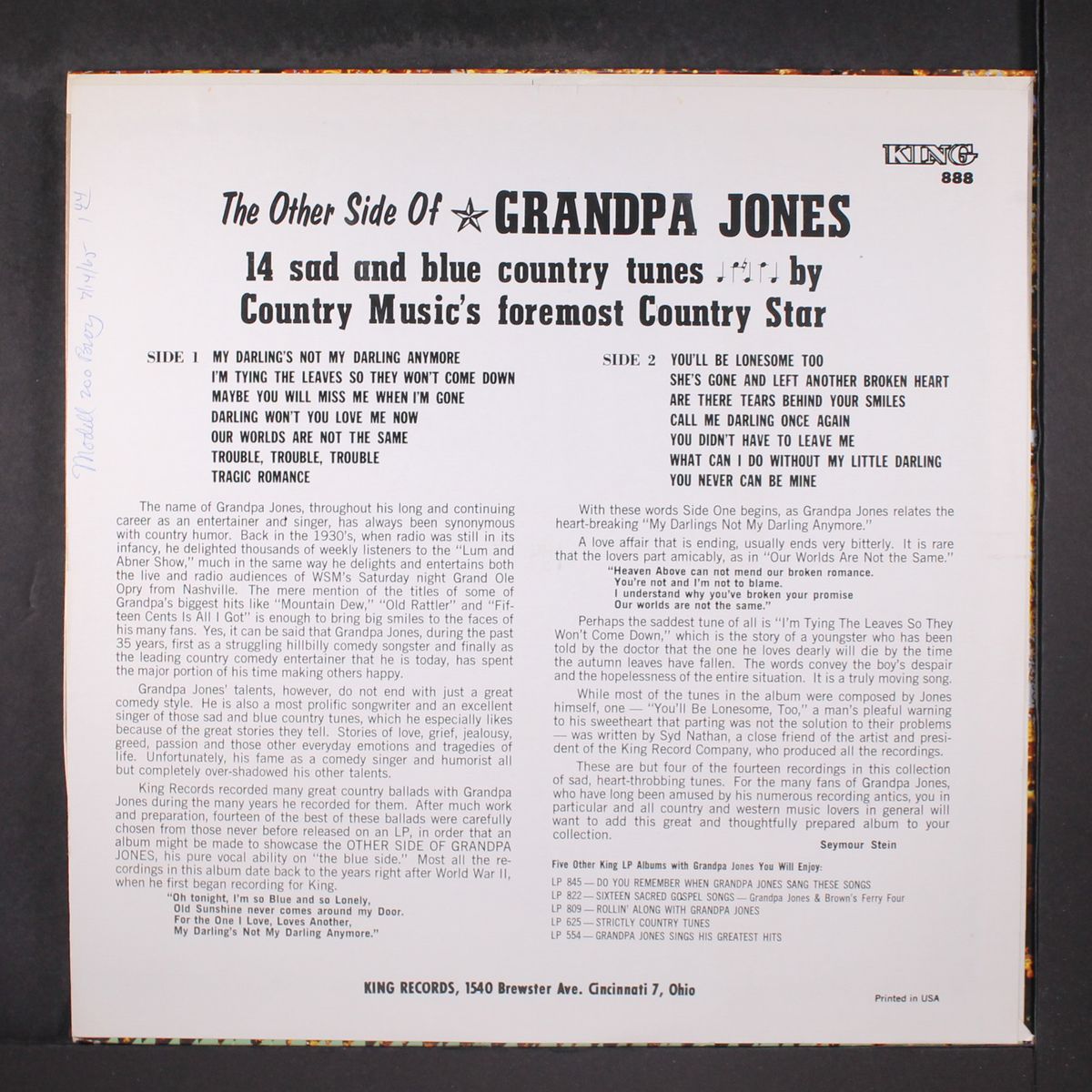 the other side of by GRANDPA JONES
