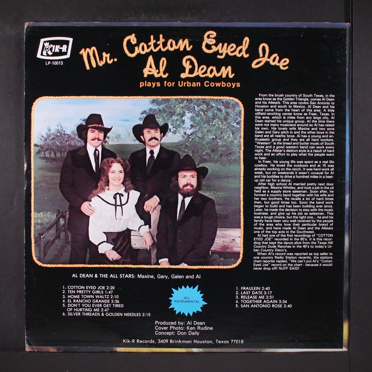 mr. cotton eyed joe plays for urban cowboys by AL DEAN