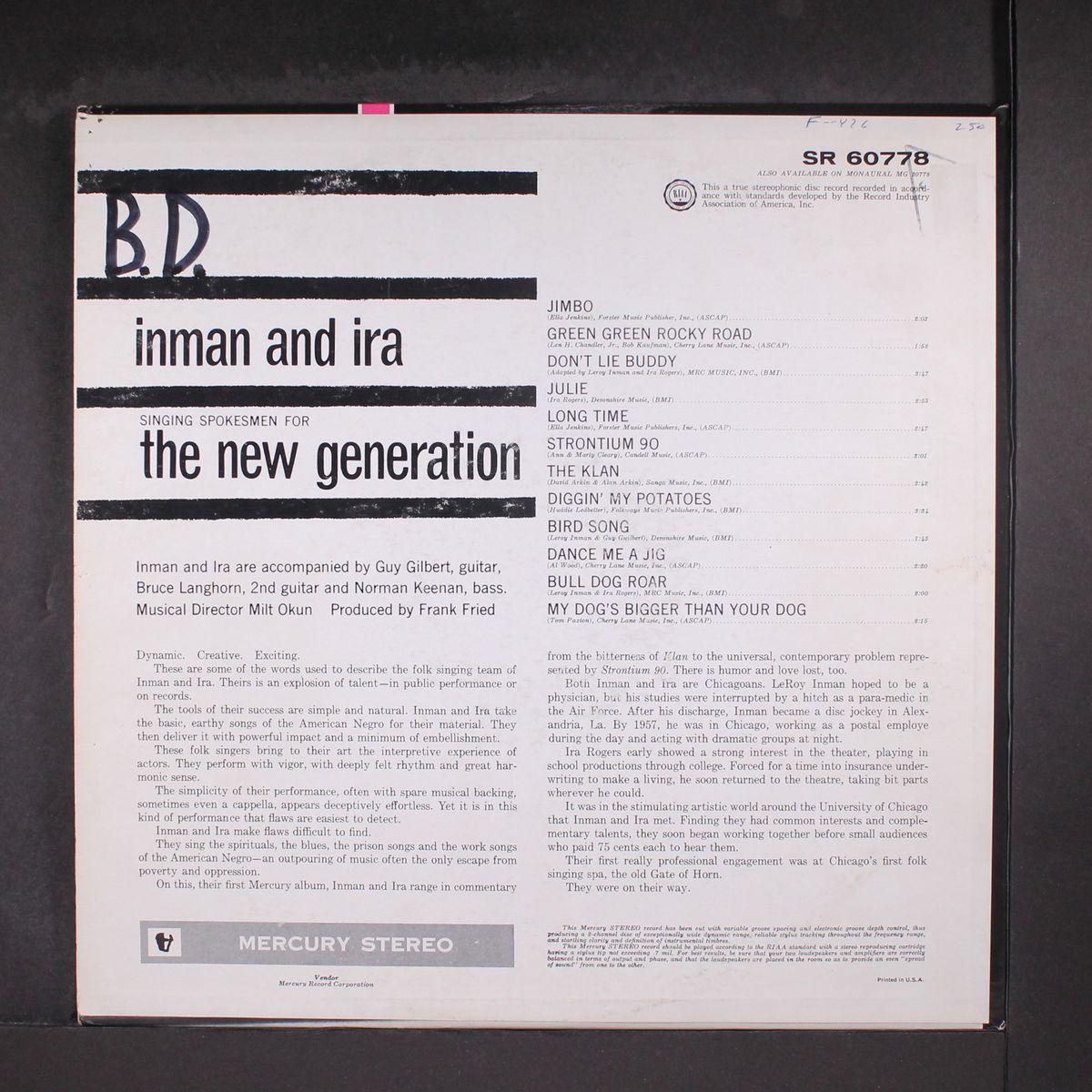 singing spokesmen for the new generation by INMAN & IRA