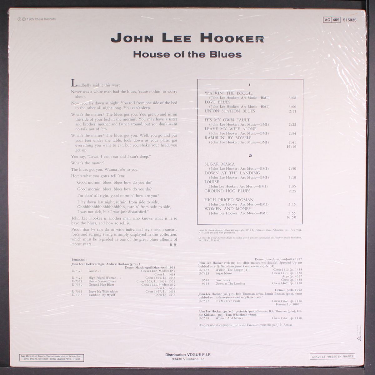 house of the blues by JOHN LEE HOOKER