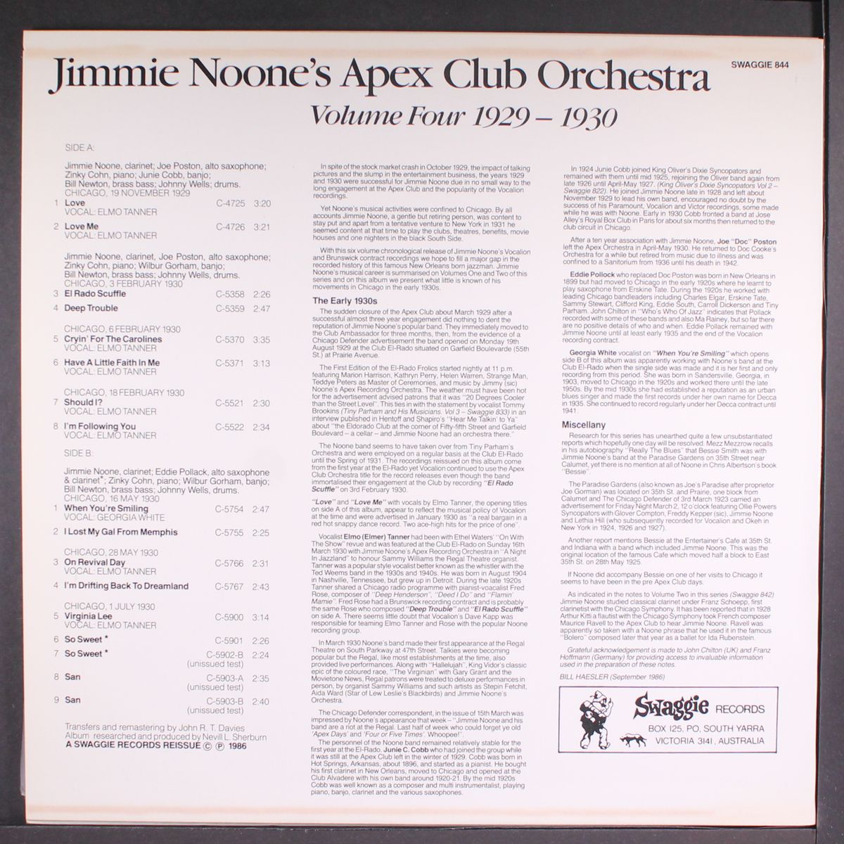 vol. 4, 1929-1930 by JIMMIE NOONE
