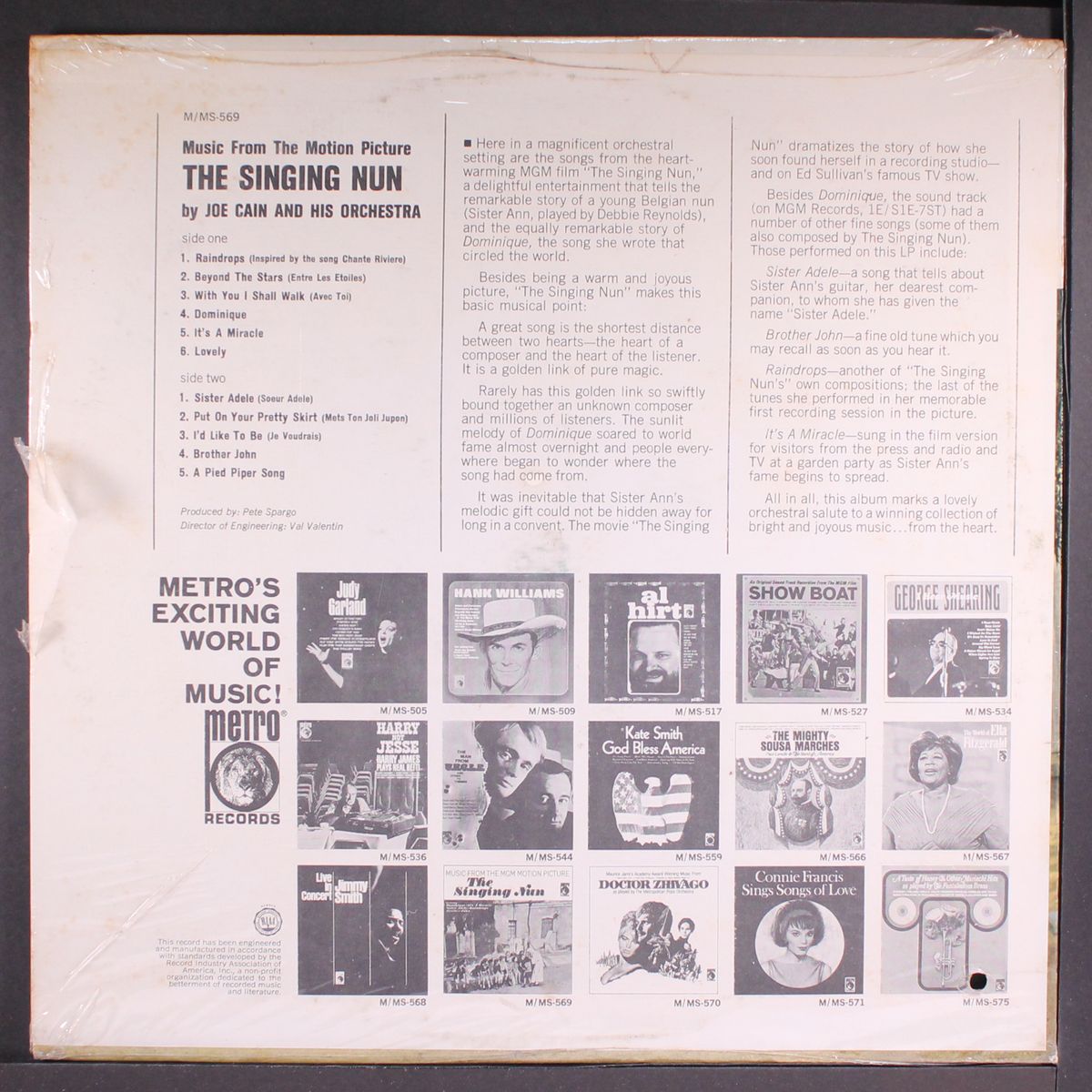 music from "the singing nun" by JOE CAIN