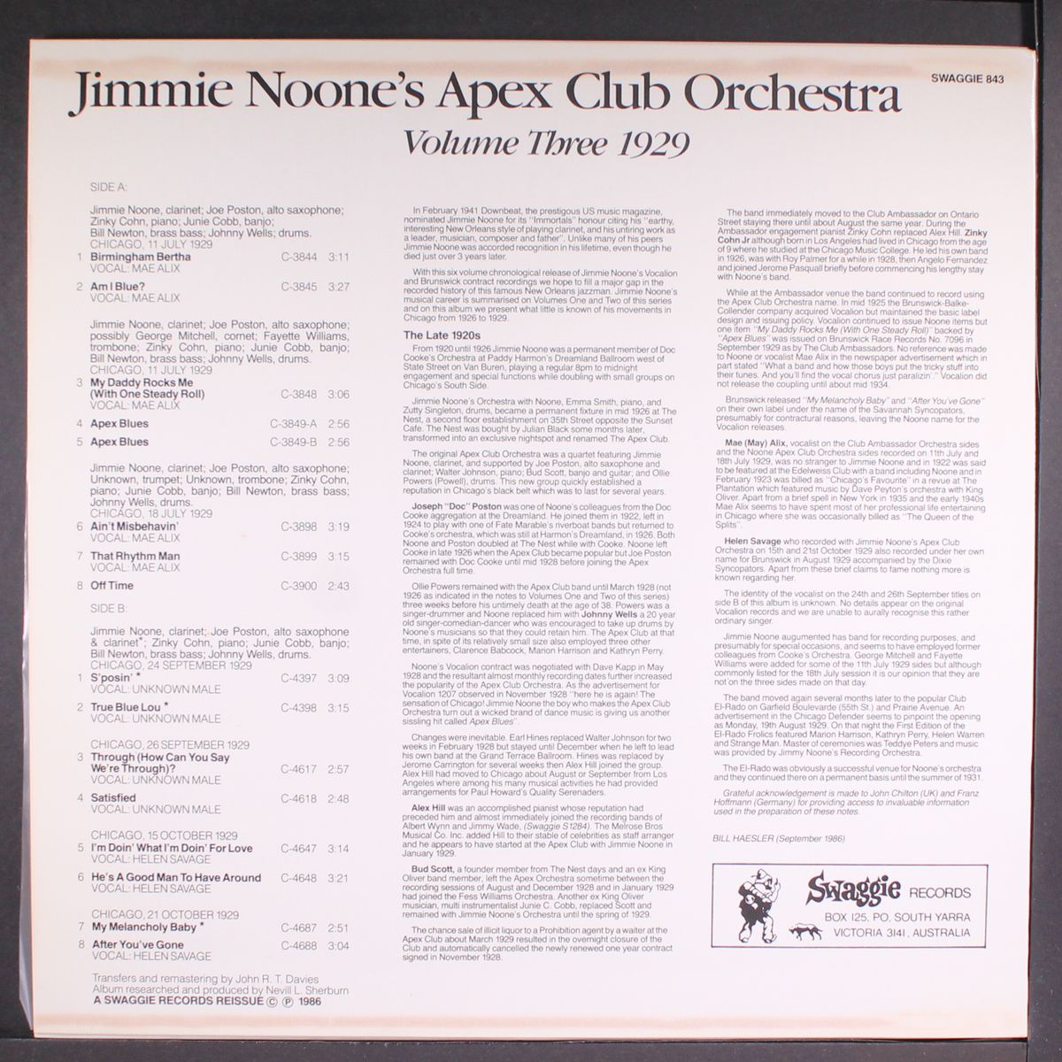 apex club orchestra, vol. 3 1929 by JIMMIE NOONE