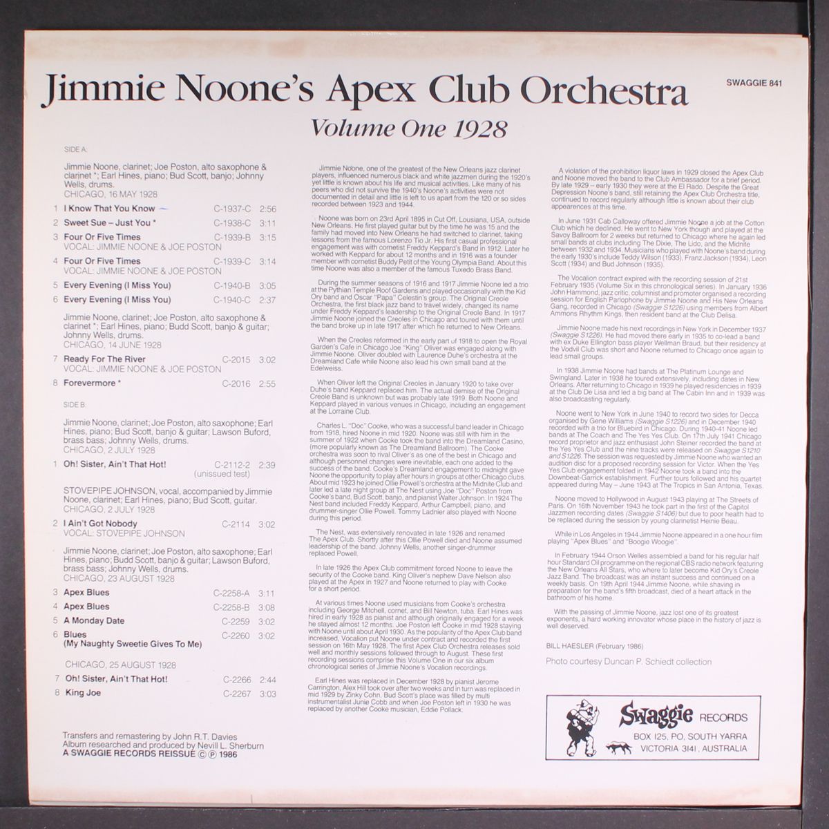 apex club orchestra, vol. 1 1928 by JIMMIE NOONE