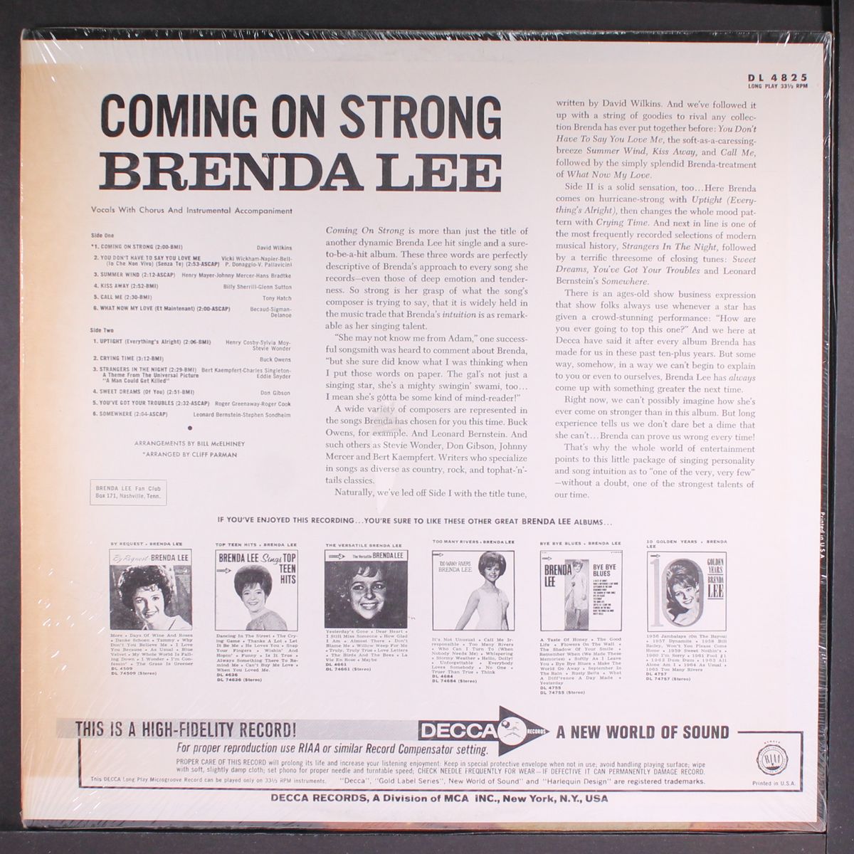 coming on strong by BRENDA LEE