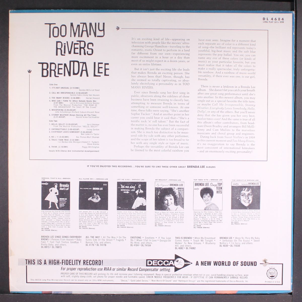 too many rivers by BRENDA LEE