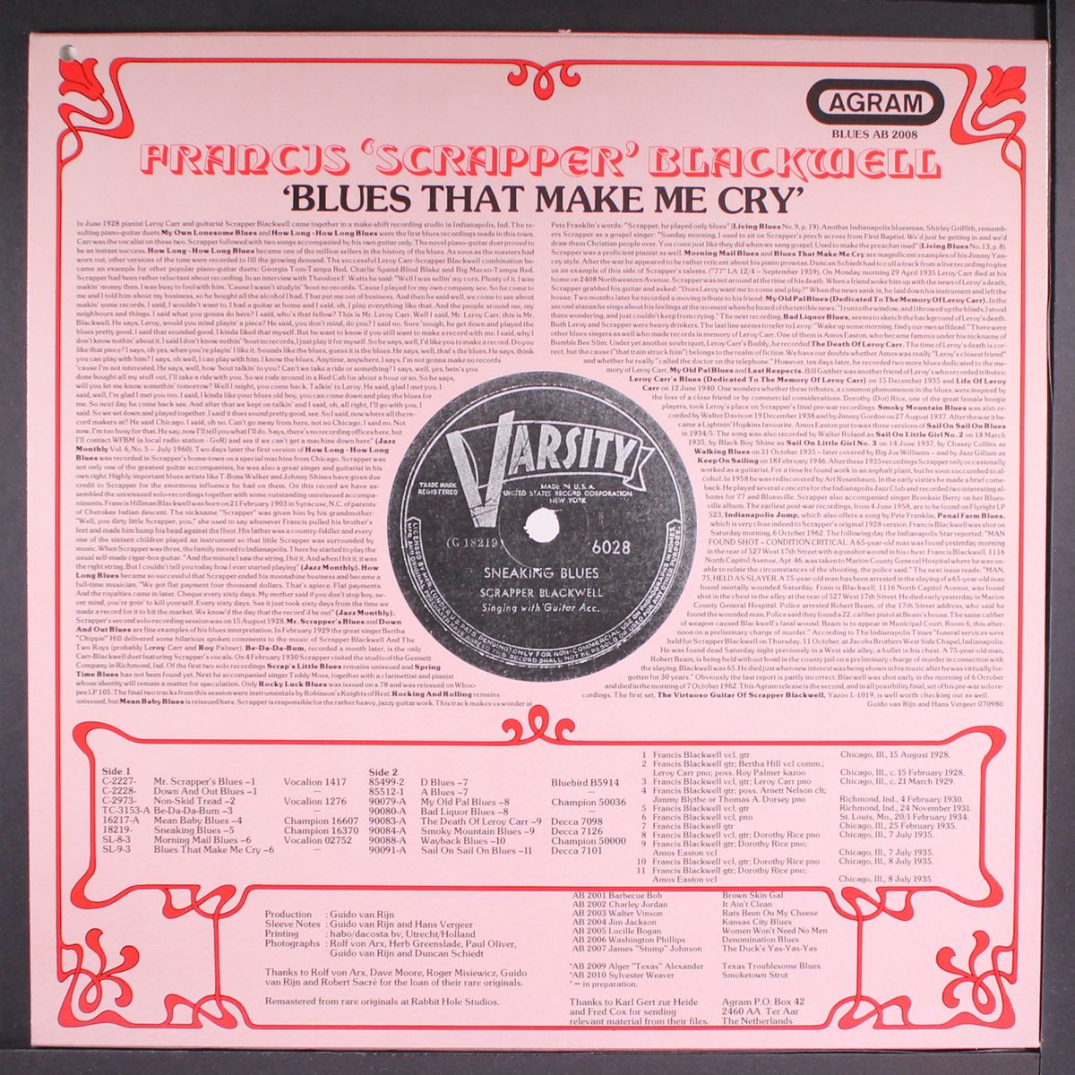 blues that make me cry by FRANCIS 'SCRAPPER' BLACKWELL