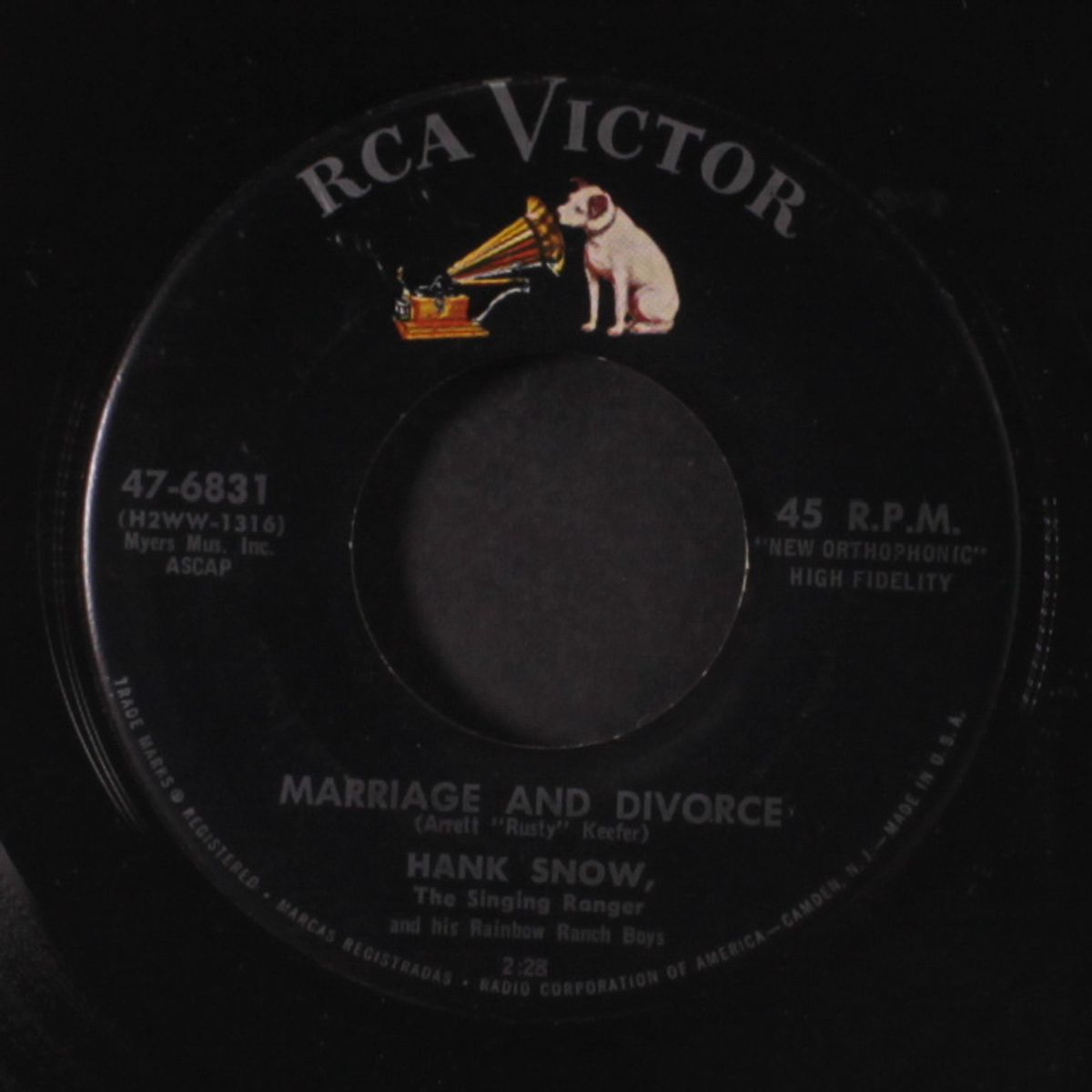 marriage and divorce by HANK SNOW
