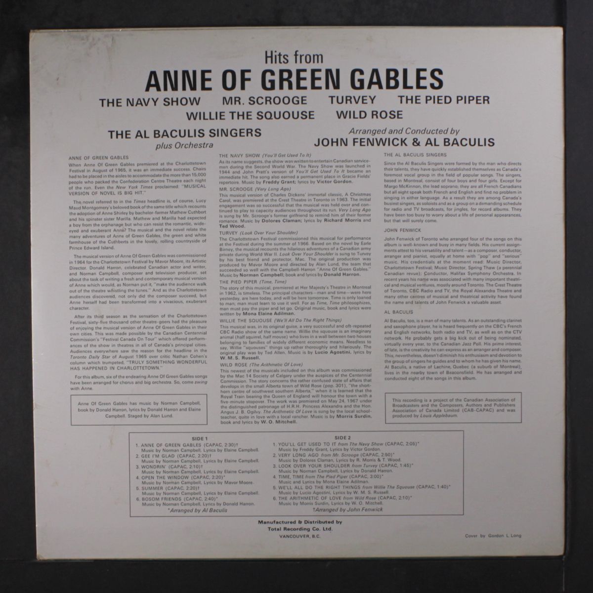 hits of anne of green gables by AL BACULIS SINGERS