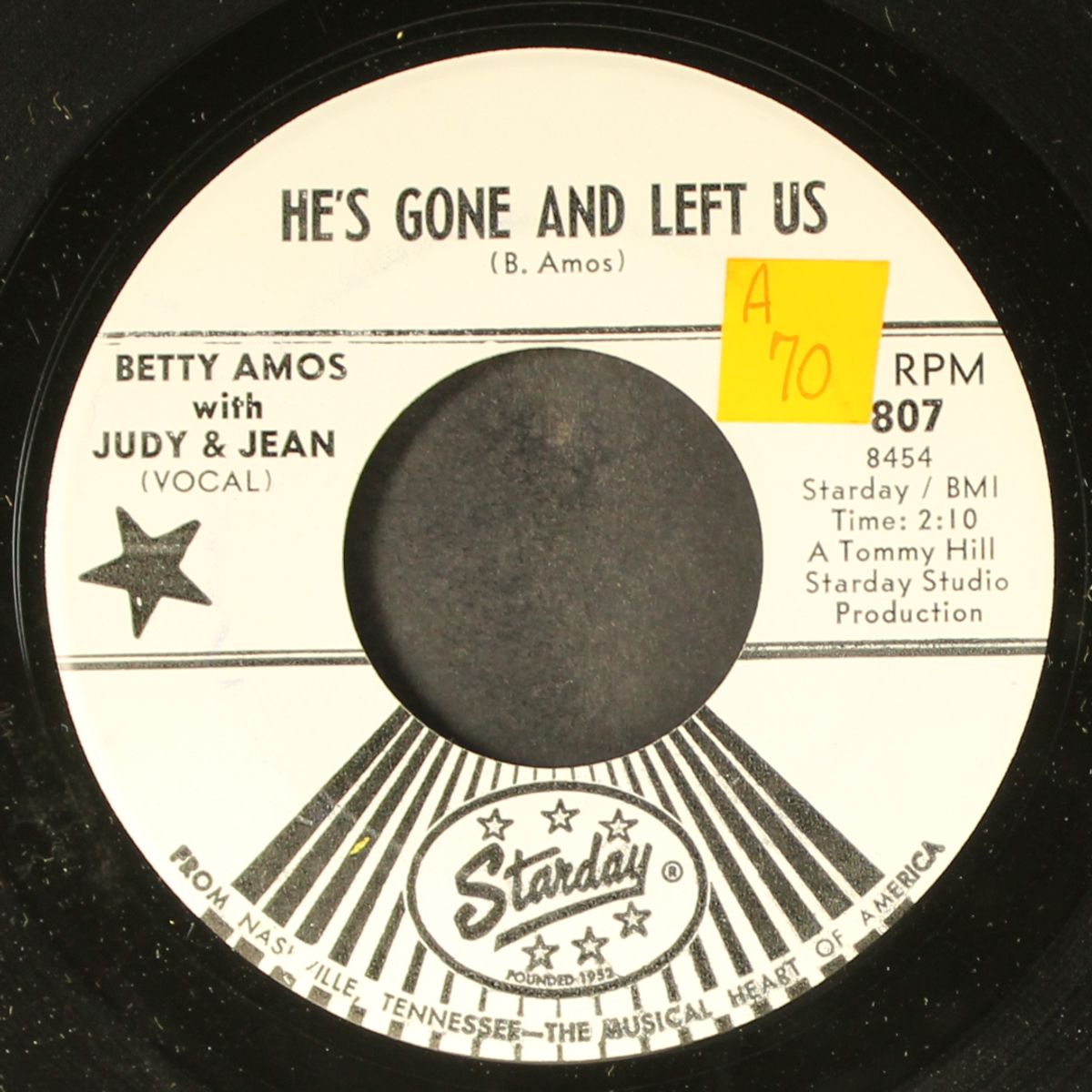 he's gone and left us by BETTY AMOS & JUDY & JEAN