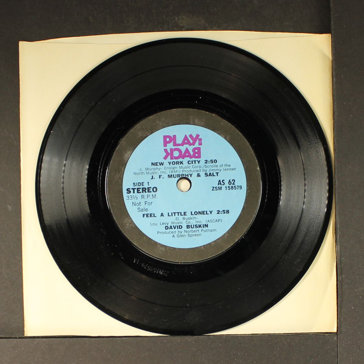 new york city, feel a little lonely / rock and roll hoochie koo, movin by J.F. MURPHY & SALT, DAVID BUSKIN / RICK DERRI