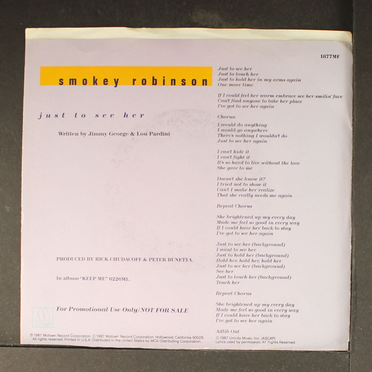 just to see her by SMOKEY ROBINSON