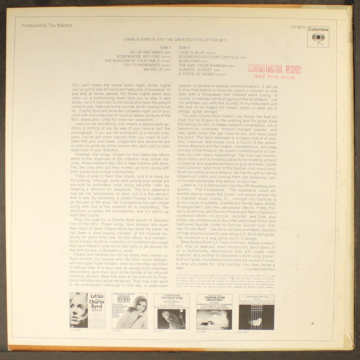 plays the greatest hits of the 60's by CHARLIE BYRD
