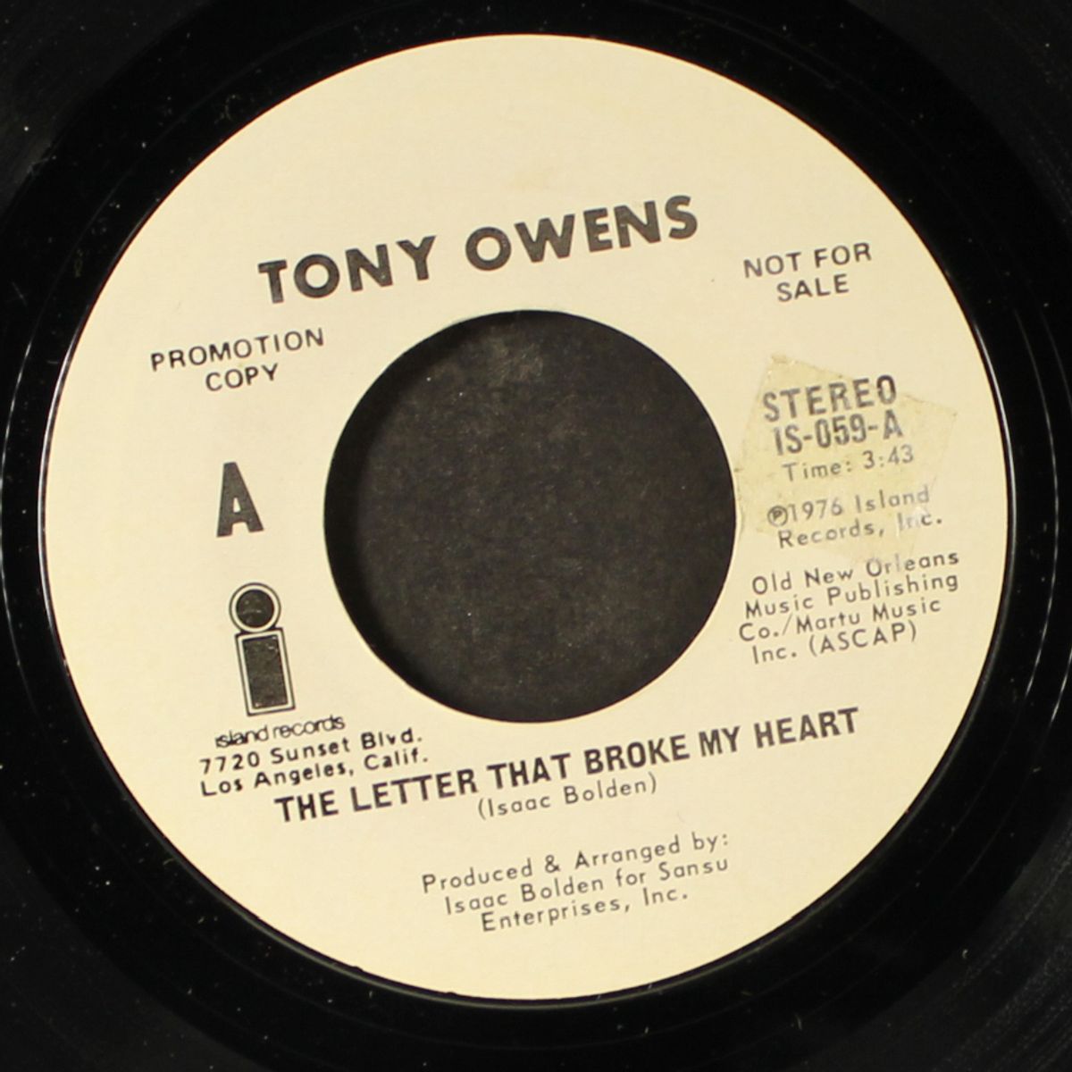 the letter that broke my heart / same by TONY OWENS