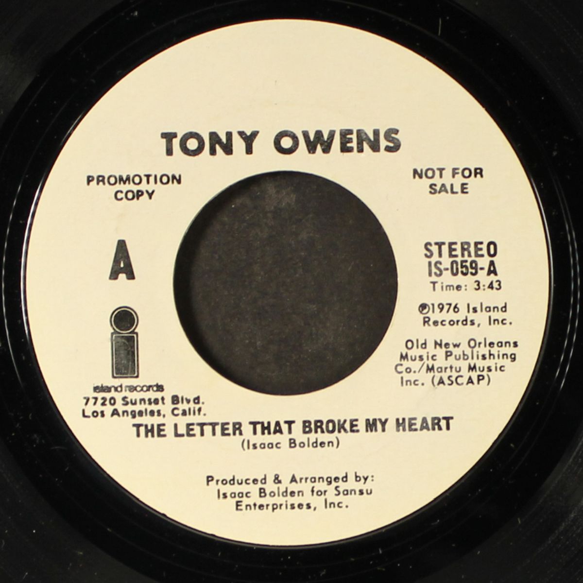 the letter that broke my heart / same by TONY OWENS