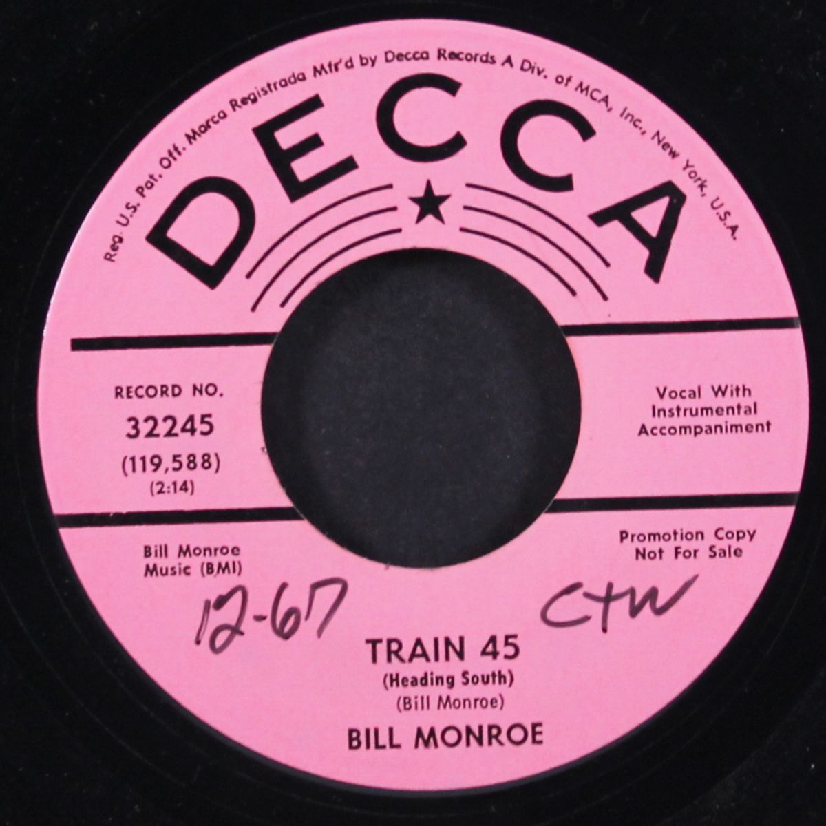 is the blue moon still shining / train 45 by BILL MONROE