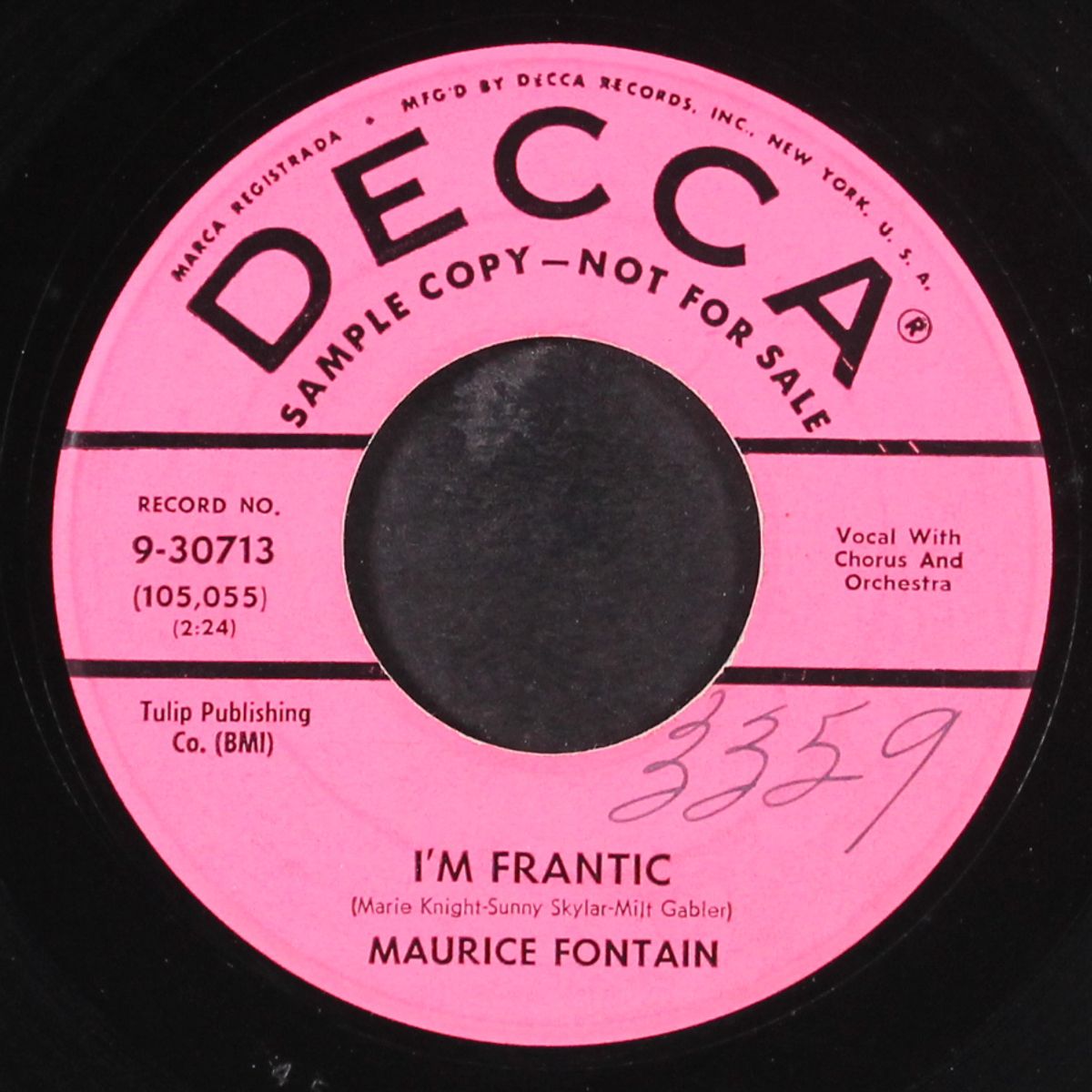 i'm frantic / come a little closer baby by MAURICE FONTAIN
