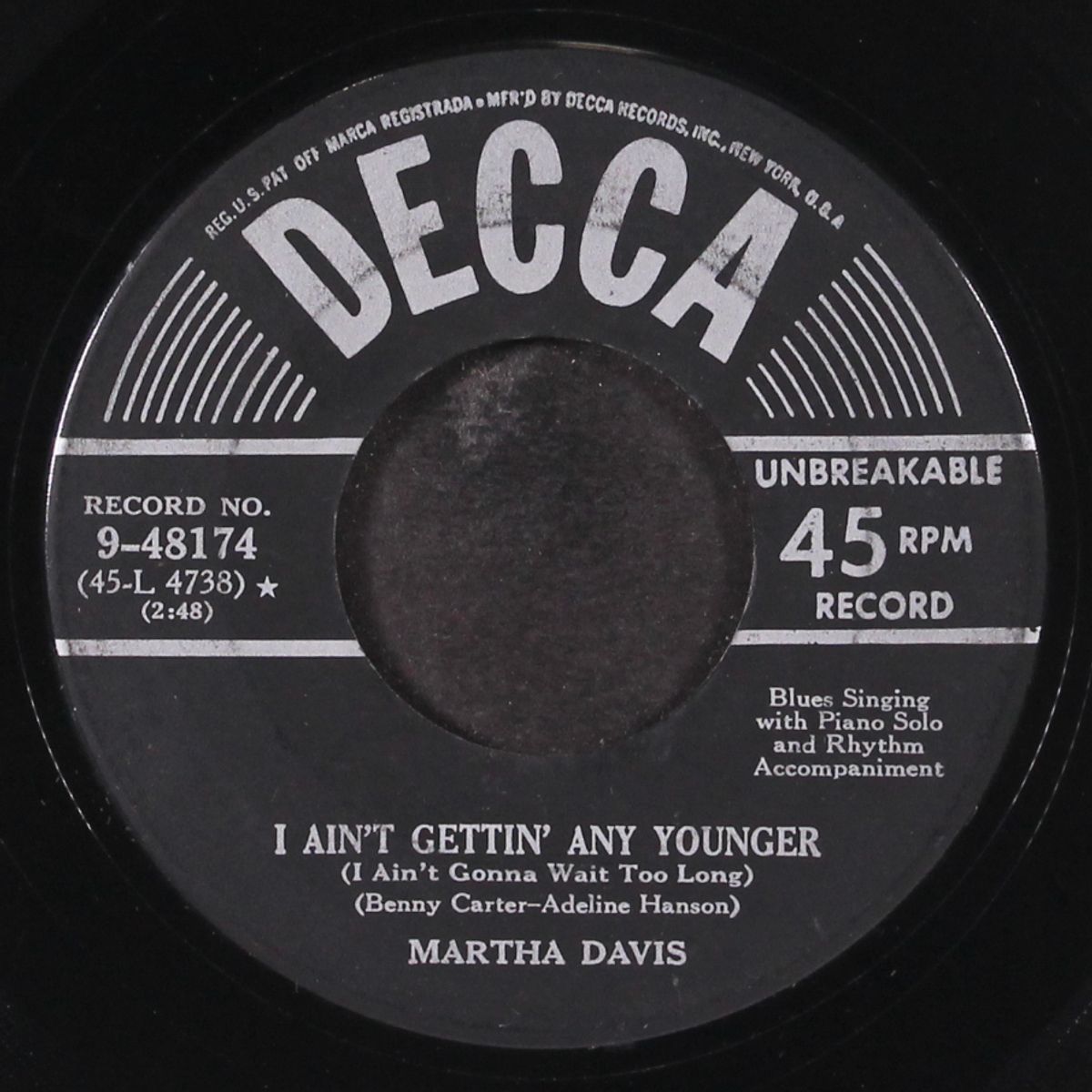 kitchen blues / i ain't gettin' any younger by MARTHA DAVIS