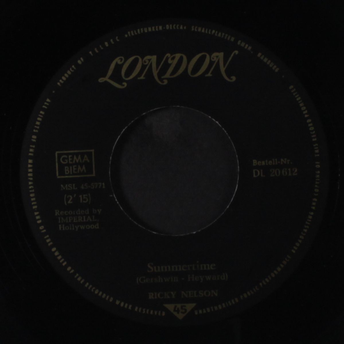summertime / young world by RICKY NELSON